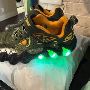 Kids Light-Up Green and Orange Shoes